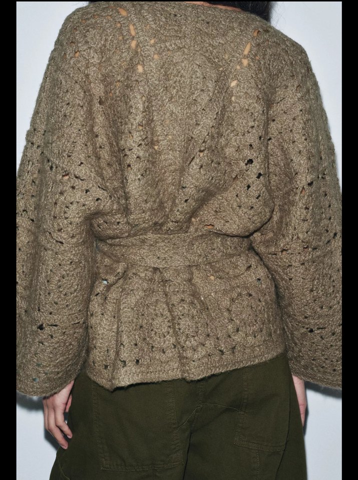 Kadın Kahverengi V Yaka Örgü Hırka - Görsel 2