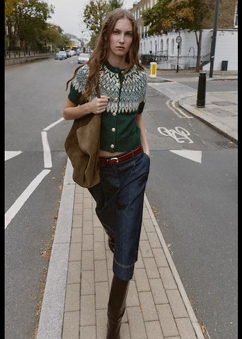 Örgü Bohem Kısa Kollu Hırka - Görsel 2