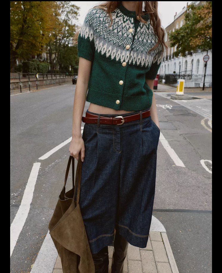 Örgü Bohem Kısa Kollu Hırka - Görsel 3