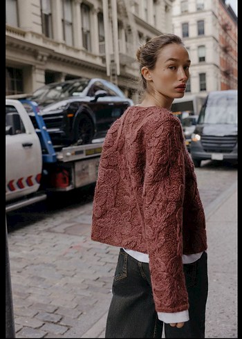 Kadın Kahverengi Örgü Hırka - Görsel 3