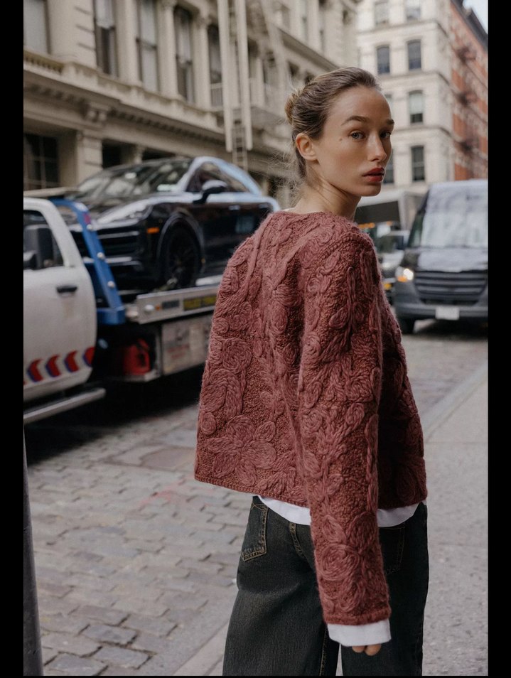 Kadın Kahverengi Örgü Hırka - Görsel 3