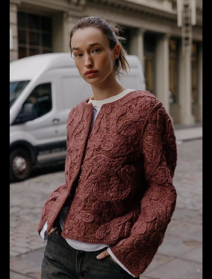 Kadın Kahverengi Örgü Hırka - Görsel 2