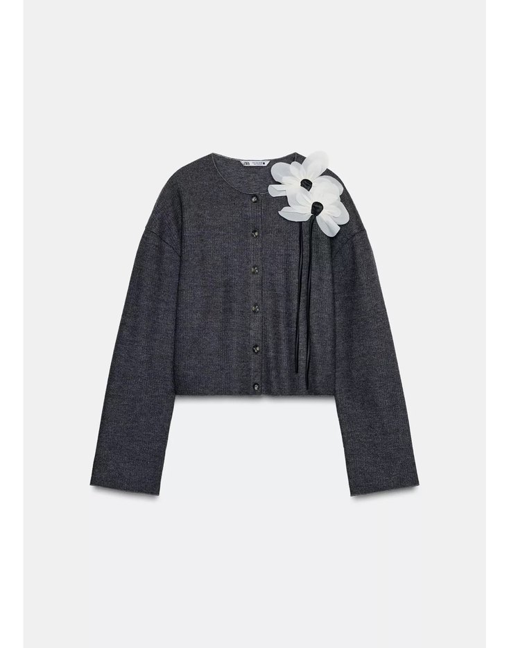 Gri Düğmeli Kadın Midi Hırka - Görsel 3