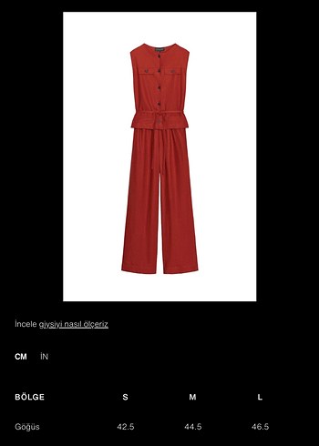 Kemerli Kolsuz Keten Tulum - Koyu Kırmızı - Görsel 7