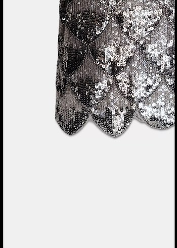 Uzun Kollu Payetli Siyah Yılan Desenli Elbise - Görsel 7