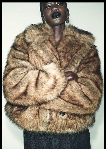 Kahverengi Kısa Suni Kürk Ceket - Görsel 5