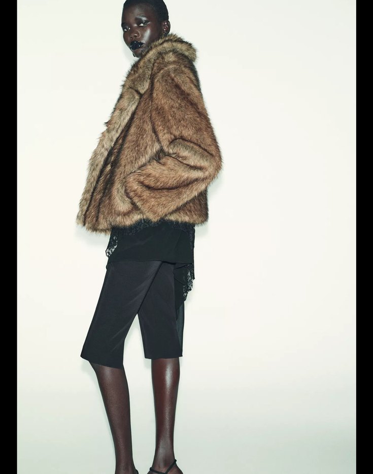 Kahverengi Kısa Suni Kürk Ceket - Görsel 4