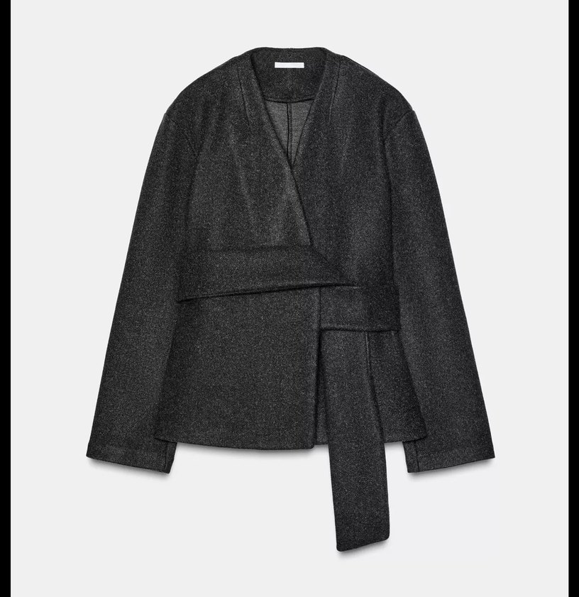 Siyah Kuşaklı Midi Yün Ceket - Görsel 4