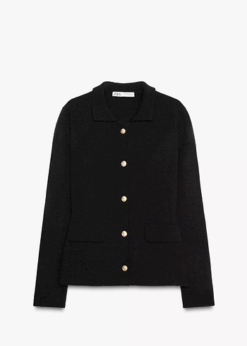 Zara Düğmeli Siyah hırka