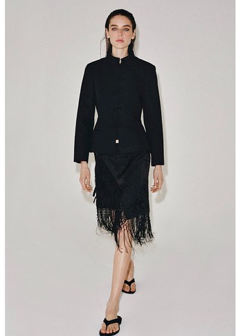 Zara Siyah Puskullu Kadin Blazer Ceket
