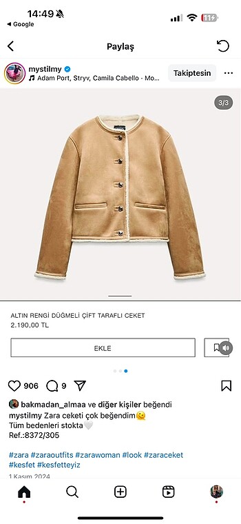 s Beden camel Renk Altın düğmeli ceket