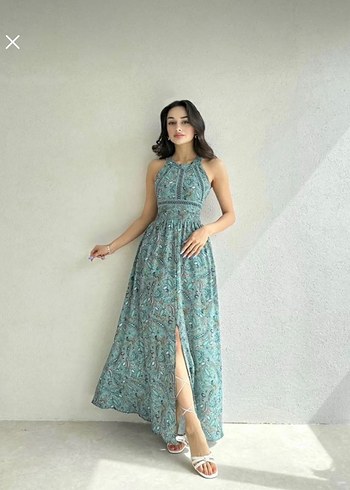 Pull and Bear Şal Desenli Elbise