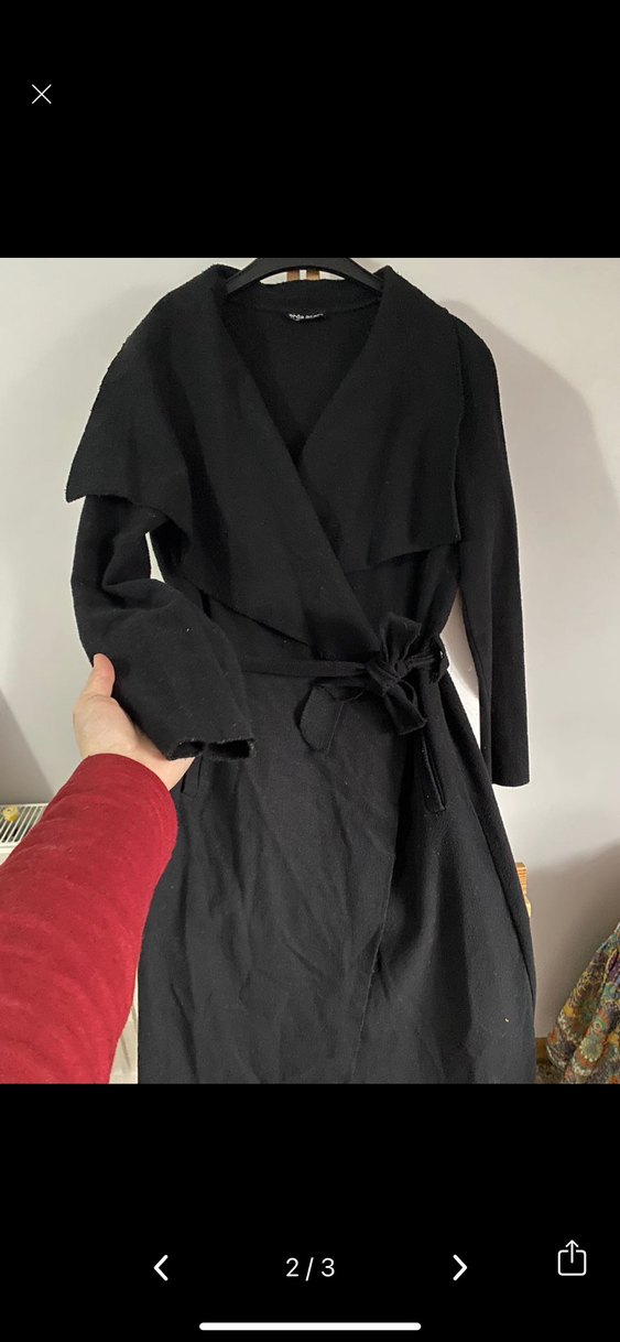 Arda Acar Siyah Kuşaklı Uzun trençkot - Görsel 3