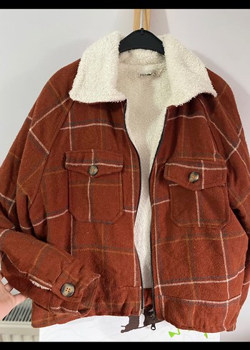 Kahverengi Kareli Düğmeli Midi Mont - Görsel 2