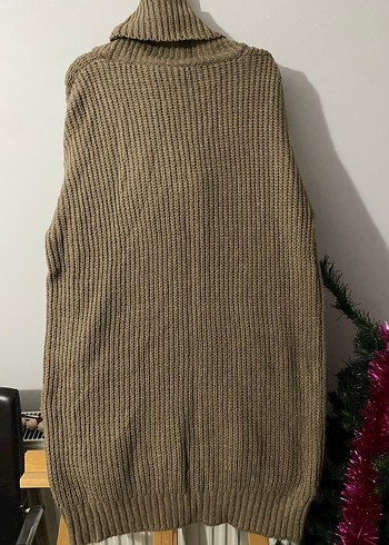 Kahverengi Boğazlı Örgü Kadın Kazak - Görsel 3