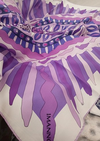 Dantel Detaylı Mor Bohem Kadın imannoor eşarp - Görsel 3