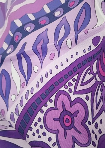 Dantel Detaylı Mor Bohem Kadın imannoor eşarp - Görsel 4