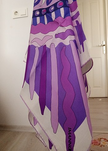 Dantel Detaylı Mor Bohem Kadın imannoor eşarp - Görsel 5