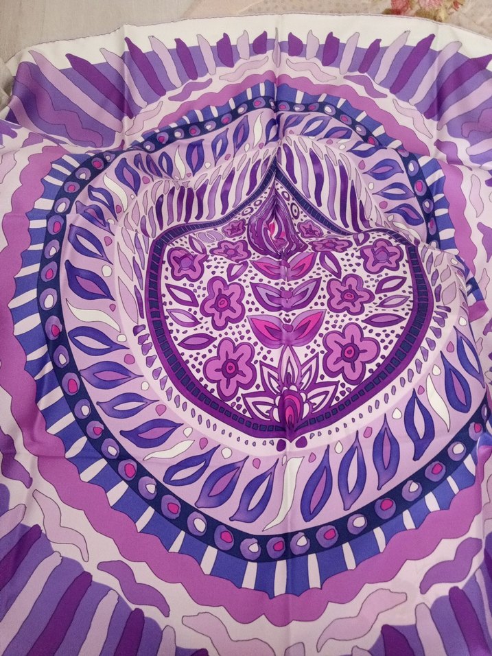 Dantel Detaylı Mor Bohem Kadın imannoor eşarp - Görsel 2