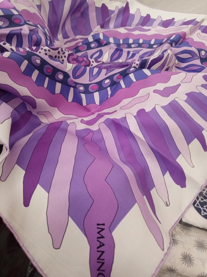 Dantel Detaylı Mor Bohem Kadın imannoor eşarp - Görsel 3