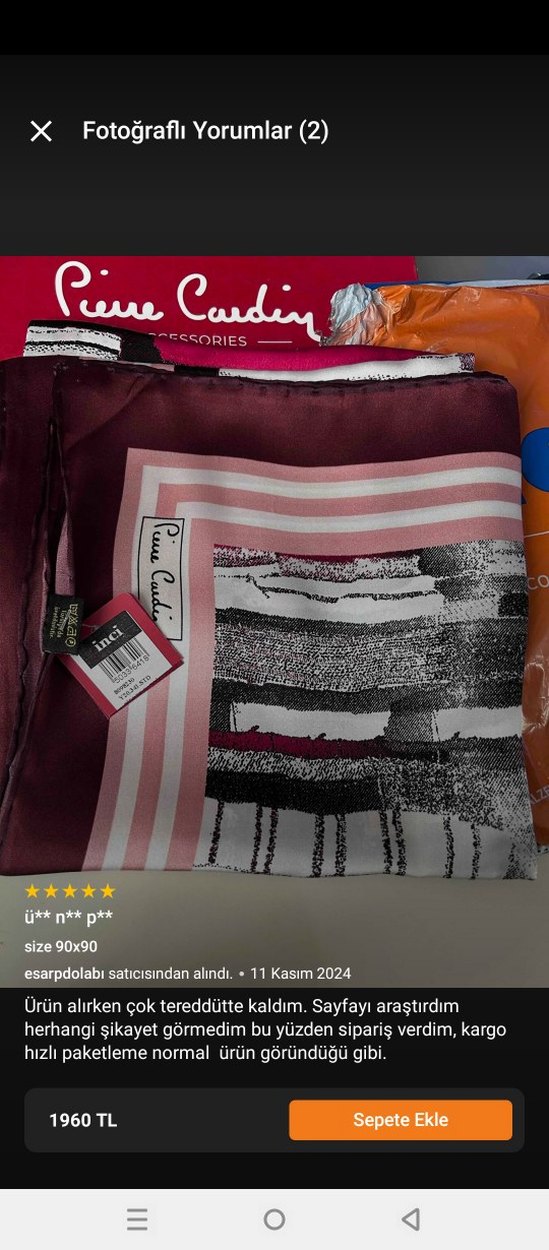 Pierre Cardin ipek eşarp - Görsel 2