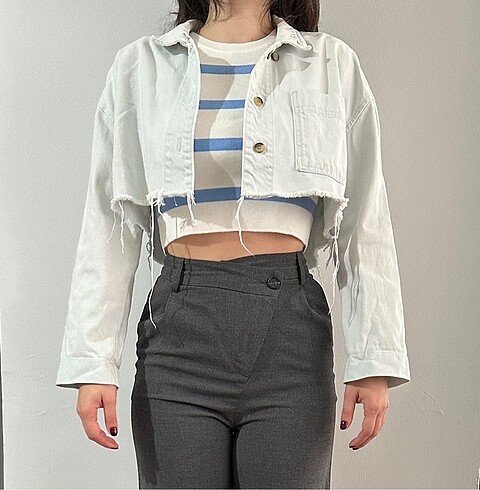 s Beden Crop kot ceket