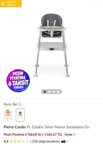 Pierre Cardin Gri Pierre Cardin Bebek Mama Sandalyesi