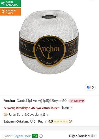 Anchor Beyaz El İşi İpi 4lü