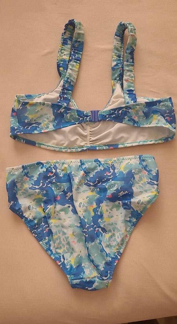 Mavi Bağlamalı Desenli Kız Bikini Takımı - Görsel 4