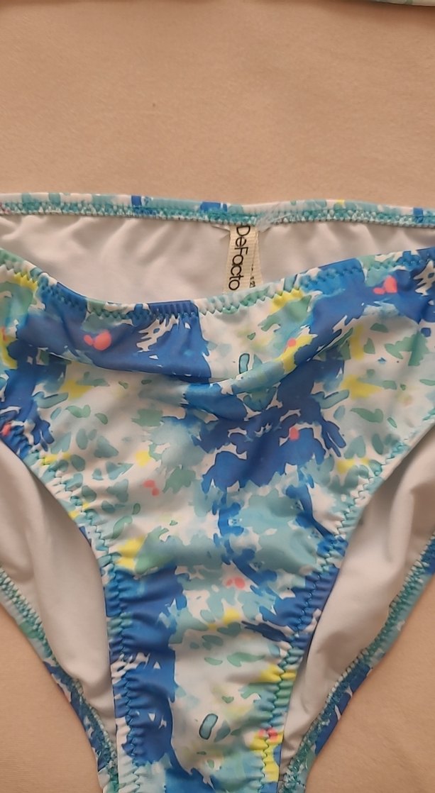 Mavi Bağlamalı Desenli Kız Bikini Takımı - Görsel 3