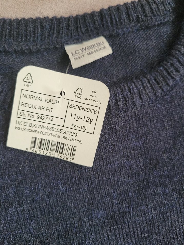 Kız Çocuk Lacivert Nakışlı Triko Tunik - Görsel 3