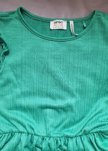 Yeşil Pileli Kız Çocuk Elbise - Görsel 2