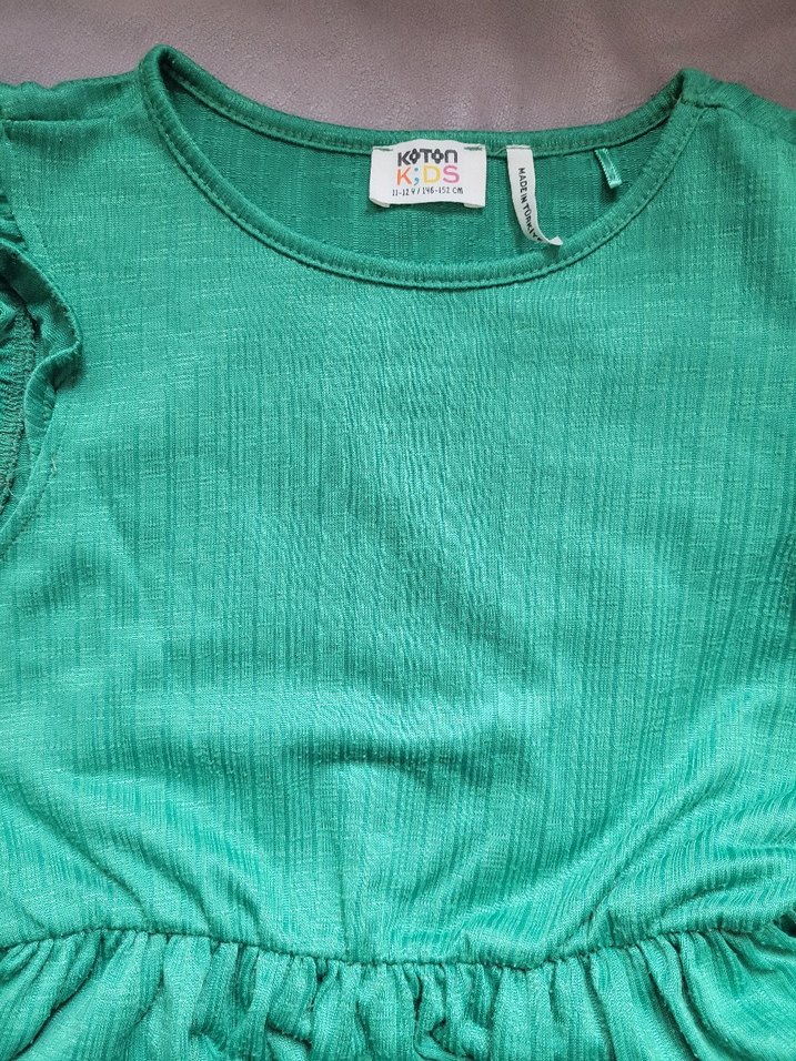 Yeşil Pileli Kız Çocuk Elbise - Görsel 2