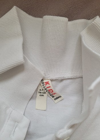 Kız Çocuk Beyaz Kısa Kollu Polo Yaka Tişört - Görsel 2