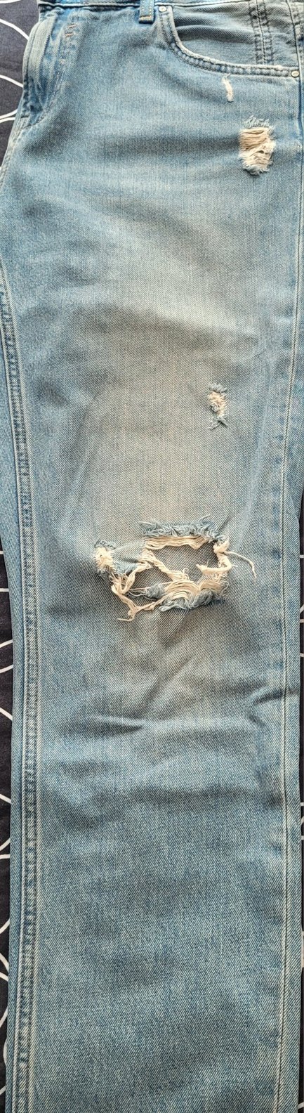 Nakışlı Salaş Mavi Kadın Kot Pantolon - Görsel 5