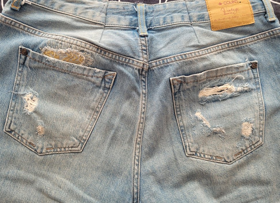 Nakışlı Salaş Mavi Kadın Kot Pantolon - Görsel 3