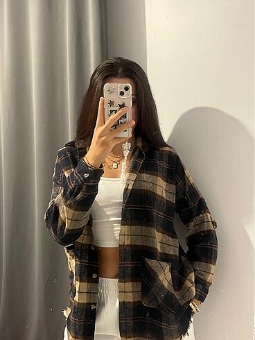 Oversize Ekoseli Gömlek