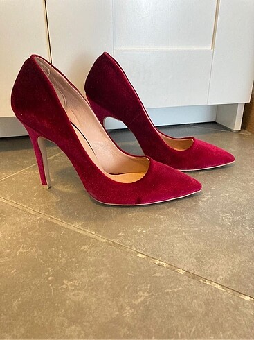 Bordo süet stiletto ayakkabı