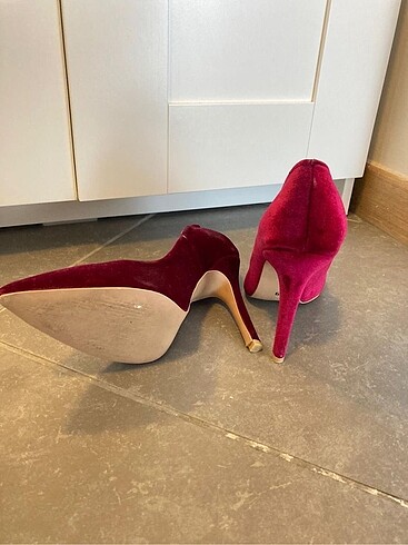 Diğer Bordo süet stiletto ayakkabı