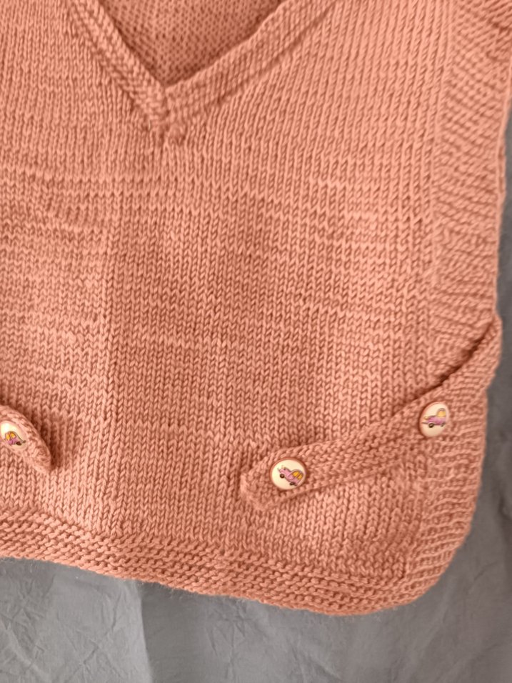 Kız Çocuk V Yaka Düğmeli Triko Süveter el orgusu - Görsel 5