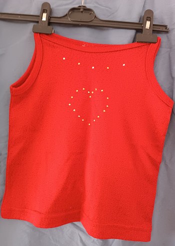 Kız Çocuk Kırmızı Payetli Kolsuz Atlet - Görsel 5