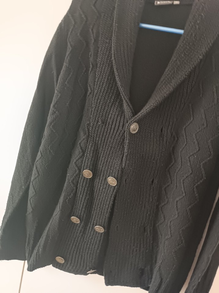 Düğmeli Gri Erkek Yün Hırka unisex - Görsel 4