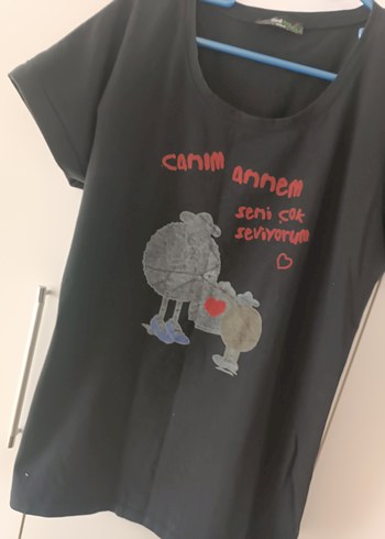 Baskılı Siyah Hamile Tişörtü - Görsel 3