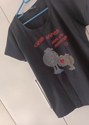 Baskılı Siyah Hamile Tişörtü - Görsel 6