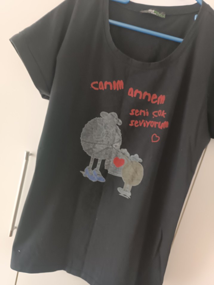 Baskılı Siyah Hamile Tişörtü - Görsel 3