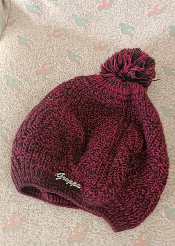 Bordo Örgü Kadın Bere Pomponlu - Görsel 4