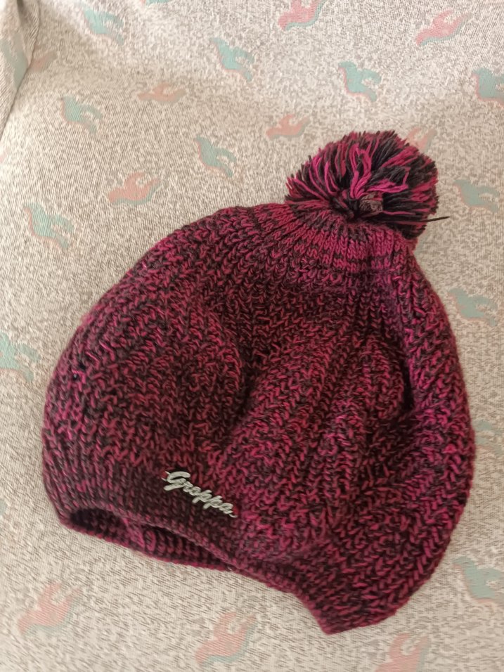 Bordo Örgü Kadın Bere Pomponlu - Görsel 4