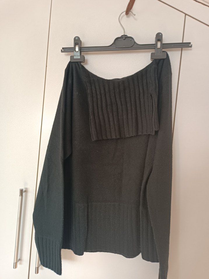 siyah Kadın Keten Pilili Triko - Görsel 2