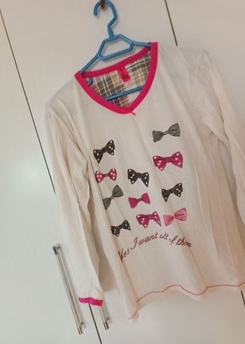 Uzun Kollu Hamile Tişörtü Fiyonklu Baskılı - Görsel 4