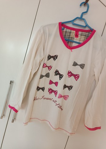 Uzun Kollu Hamile Tişörtü Fiyonklu Baskılı - Görsel 3